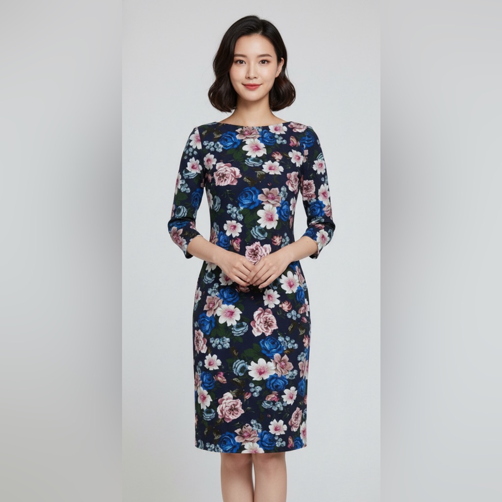 Erdem Summer Floral-Print Ponte Dress Stretchy Slip-On Cottage-Core Spring Euc